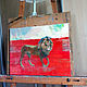  A lion on a red background. Animalism, oil, painting. Pictures. Julia-Elkina. My Livemaster. Фото №4