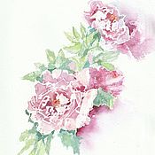 Watercolor. Watercolor miniature. Flowers. Briar