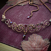 Украшения handmade. Livemaster - original item Copper necklace with garnet, vintage wire wrap, Gothic Victorian. Handmade.