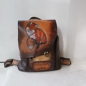 Сумки и аксессуары handmade. Livemaster - original item Women`s leather backpack with engraving and painting to order for Anya.. Handmade.