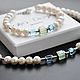  White Pearl/ Swarovski Crystal. Necklace. Katya Design Jewelry. My Livemaster. Фото №4