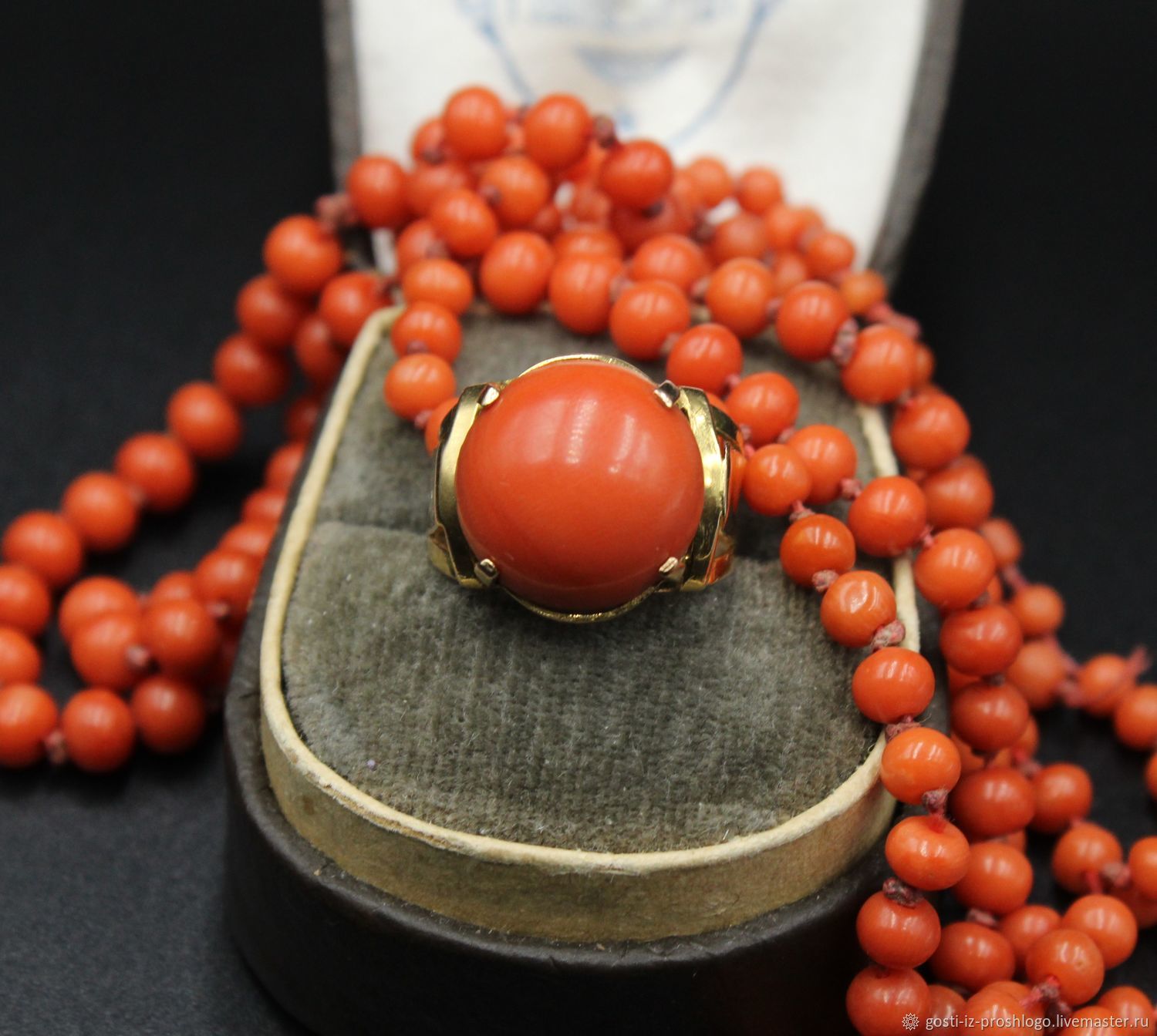 Винтаж: ШИК! Кольцо с кораллом, золото 750 в интернет-магазине на ...