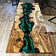 Стол-река из слэба капового клена с эпоксидной смолой 120х60. Столы. WoodBroker. Интернет-магазин Ярмарка Мастеров.  Фото №2