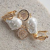 Украшения handmade. Livemaster - original item Gold-plated earrings with Majorca 