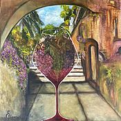 Картины и панно handmade. Livemaster - original item Pictures: An unusual elegant large oil painting of Grapes in a glass.. Handmade.