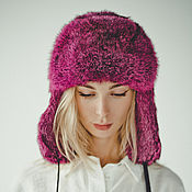 Аксессуары handmade. Livemaster - original item Pink Rabbit fur hat. Handmade.