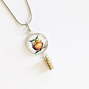 Украшения handmade. Livemaster - original item Owl pendant with coffee Cup. Handmade.