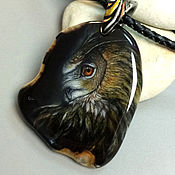Украшения handmade. Livemaster - original item Owl – amulet pendant with the author`s lacquer painting on the cord. Handmade.