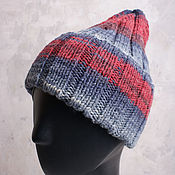 Аксессуары handmade. Livemaster - original item Knitted hat for women, men. Blue and red.. Handmade.