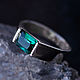 Silver signet ring with rectangular green quartz, Rings, Moscow,  Фото №1