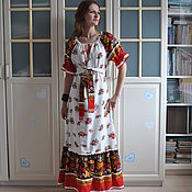 Одежда handmade. Livemaster - original item Slavic Linen Long Kupala Dress. Handmade.