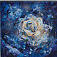 Картина в интерьер синие оттенки  масло Роза в снегу, Картины, Москва,  Фото №1