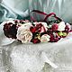 Цветочный венок на голову Burgundi, wine and roses. Диадемы. Veresk accessories. Цветочные венки и ободки. Единороги. Интернет-магазин Ярмарка Мастеров.  Фото №2