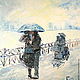 Oil painting on canvas. Umbrella and sleigh, Pictures, Moscow,  Фото №1