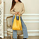 Заказать Авоська кожаная желтая Мешок Пакет Хобо Шоппер. Bags by Katerina Klestova (kklestova). Ярмарка Мастеров. . Сумка-мешок Фото №3
