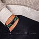 Aura Hypersthene and a Wide Leather men's bracelet with malachite stone, Braided bracelet, Magnitogorsk,  Фото №1