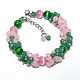 Bracelet made of beads and stones pink and green, Bead bracelet, Moscow,  Фото №1
