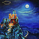 Painting: oil painting castle night moon landscape UNDER THE MOON, Pictures, Moscow,  Фото №1