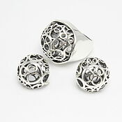 Украшения handmade. Livemaster - original item Jewelry Set Openwork Earrings Ring Silver 925 SER0048. Handmade.