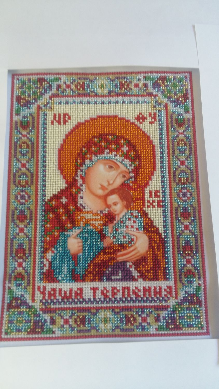 Икона "Чаша терпения". Вышивка бисе