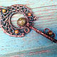 Copper wire wrapped pendant "Slavic Key", copper, unakite, serpentine, Pendants, St. Petersburg,  Фото №1