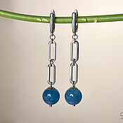 Украшения handmade. Livemaster - original item Long earrings in silver with a blue quartz stone. Handmade.