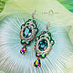 Soutache earrings Anna. Green Emerald Embroidered Earrings, Earrings, Krasnodar,  Фото №1