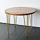  Круглый стол "Slab Oak Shpilki Gold" 100, Столы, Москва,  Фото №1