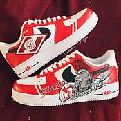 Обувь ручной работы handmade. Livemaster - original item Customization painting of Fc Spartak sneakers A gift to fans of the Fratria. Handmade.