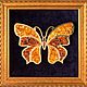 Amber picture `Butterfly`. Panels of amber `Butterfly`. Gift woman, gift girl, gift for March 8. Amber souvenir. A symbol of love and joy in Feng Shui (Feng Shui). Collection.