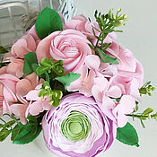 Цветы и флористика handmade. Livemaster - original item Bouquet of Roses and Ranunculus. Flowers from polymer clay.. Handmade.