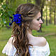 Barrette leather Blue rose. Leather flowers. Decoration leather. Hairpins. lanssveta. My Livemaster. Фото №6