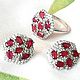 Серьги, кольцо 18,0 с рубином из серебра. Комплекты украшений. Silveralbina. Ярмарка Мастеров.  Фото №4