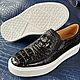 Order Slip-ons from the embossed part of genuine crocodile leather, in black. SHOES&BAGS. Livemaster. . Slip-ons Фото №3