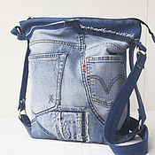 Джинсовая сумка Женская сумка из джинсы через плечо Бохо сумка
