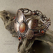 Украшения handmade. Livemaster - original item Bracelet made of copper with carnelian 