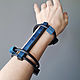 Bracelet-wristband made of blue wood. Hard bracelet. TETstudio. Ecostyle.. Online shopping on My Livemaster.  Фото №2