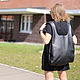 Рюкзак Мешок Слинг кожаный черный Майка Оверсайз Баул. Рюкзаки. Bags by Katerina Klestova (kklestova). Ярмарка Мастеров.  Фото №4