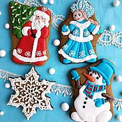 Сувениры и подарки handmade. Livemaster - original item Christmas gingerbread : Grandfather Frost, Snow Maiden, Snowman. Gingerbread on the Christmas tree. Handmade.