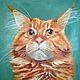 Painting red cat maincoon Painting of interior on canvas, Pictures, Ekaterinburg,  Фото №1