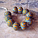 Бусина "Старинная фреска" лэмпворк, глянцевые и матовые. Бусины. Natalia Korolyuk lampwork beads. Интернет-магазин Ярмарка Мастеров.  Фото №2