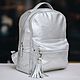 Order Backpack leather women 'Shie' (Silver). DragonBags - Rucksack leather. Livemaster. . Backpacks Фото №3