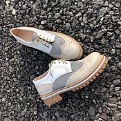 Обувь ручной работы handmade. Livemaster - original item Oxford shoes grey suede / ivory/white. Handmade.